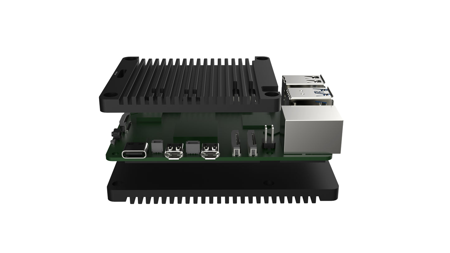 EDATEC Raspberry Pi 5 Passive Cooling Open Aluminum CNC Case