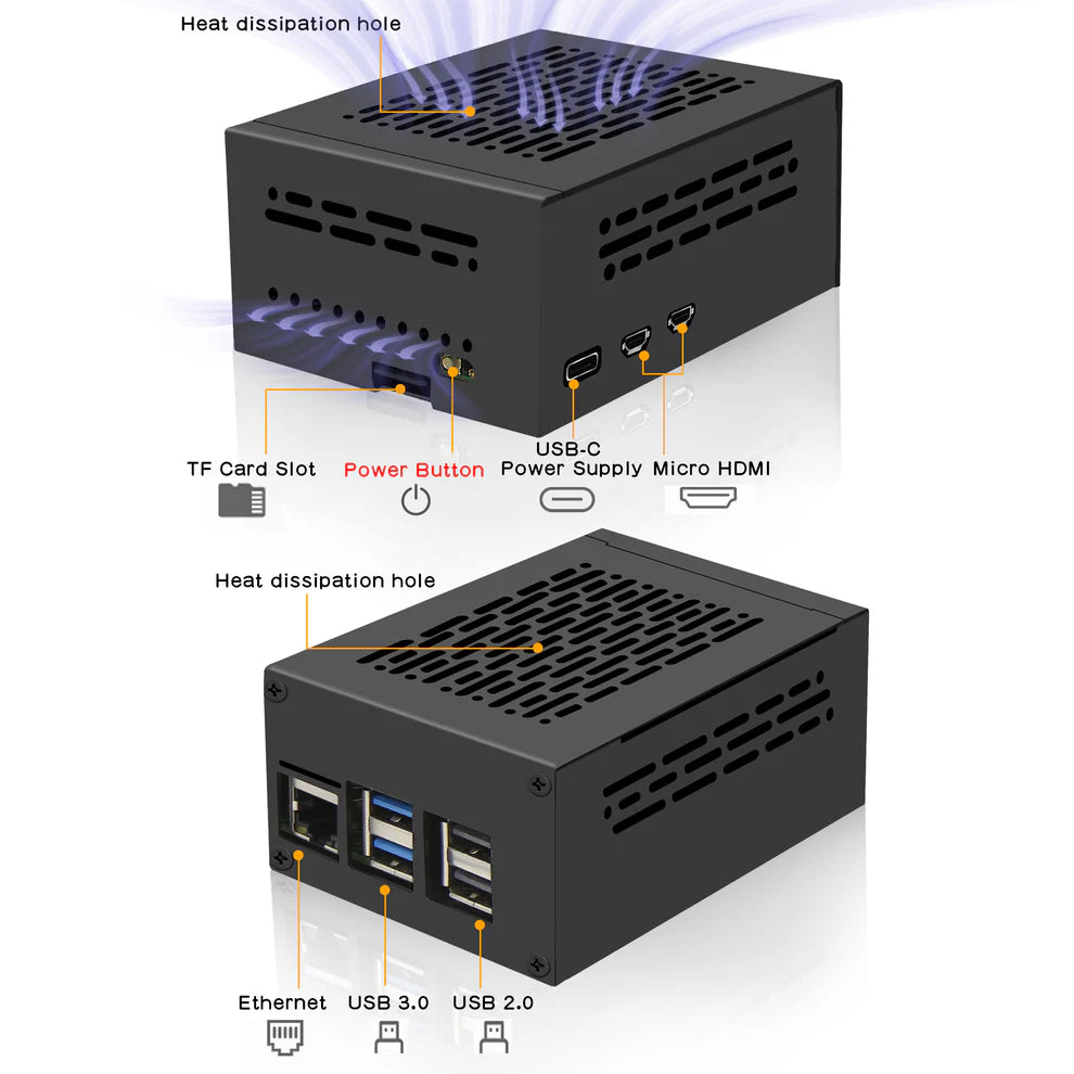 Geekworm P579 Raspberry Pi 5 PCIe Metal Case