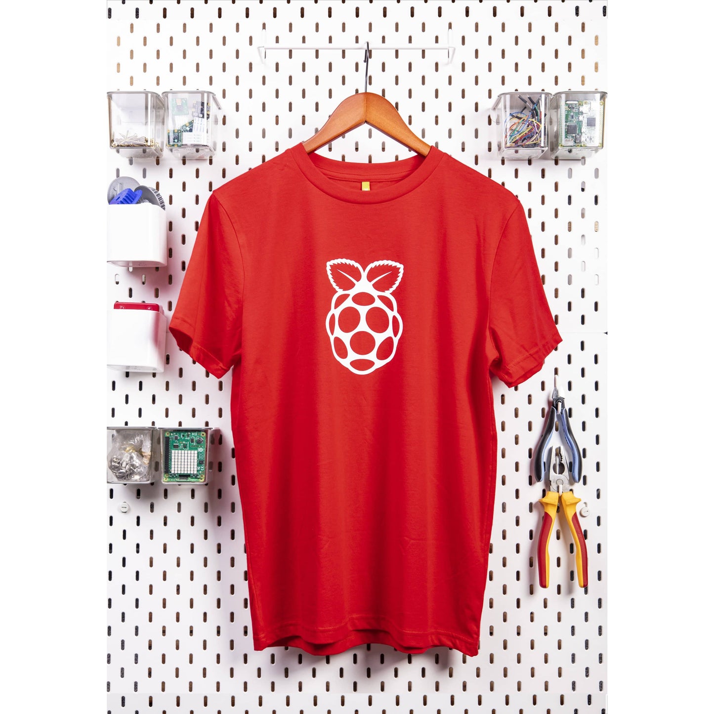 Raspberry Pi Red with White Logo Adult T-Shirt - Vilros.com
