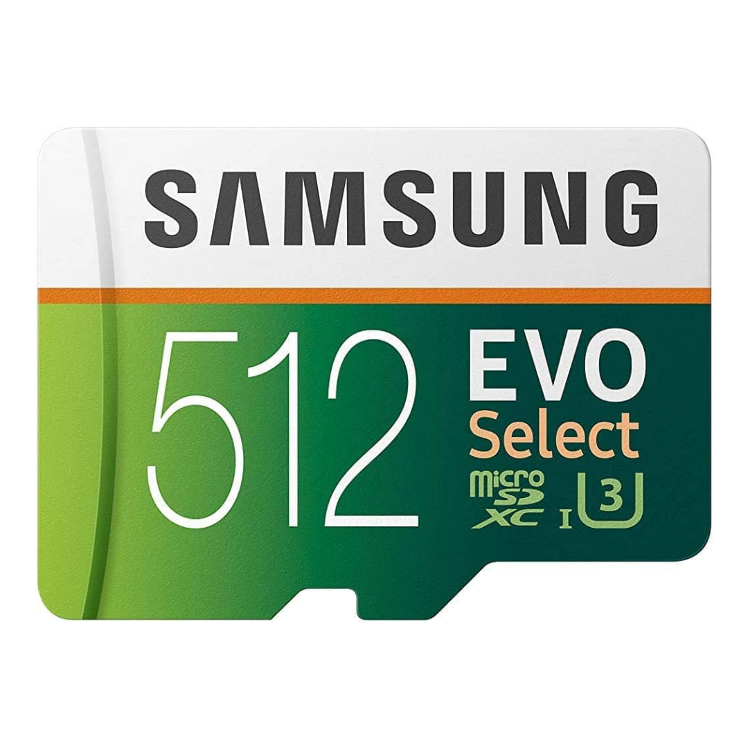 SAMSUNG EVO Select 512GB microSDXC UHS-I U3 100MB/s Full HD & 4K UHD Memory Card with Adapter (MB-ME512HA) - Vilros.com