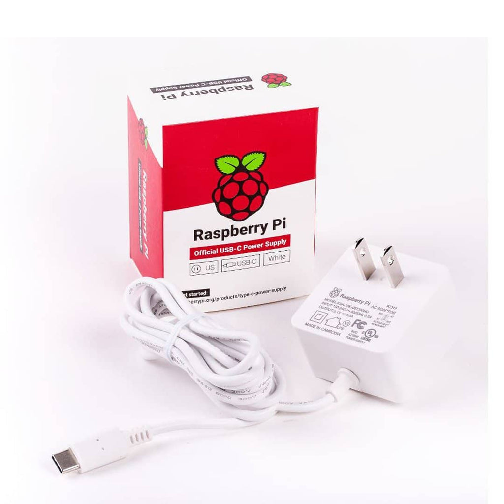 Official Raspberry Pi Pi 4 Power Supply-(US) White, UL - Vilros.com