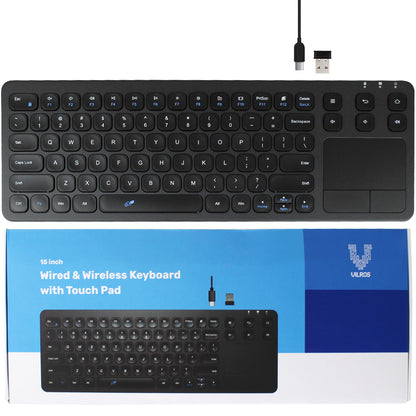 15 Inch USB Wired & 2.4G Wireless Dual-Mode Keyboard with Touchpad