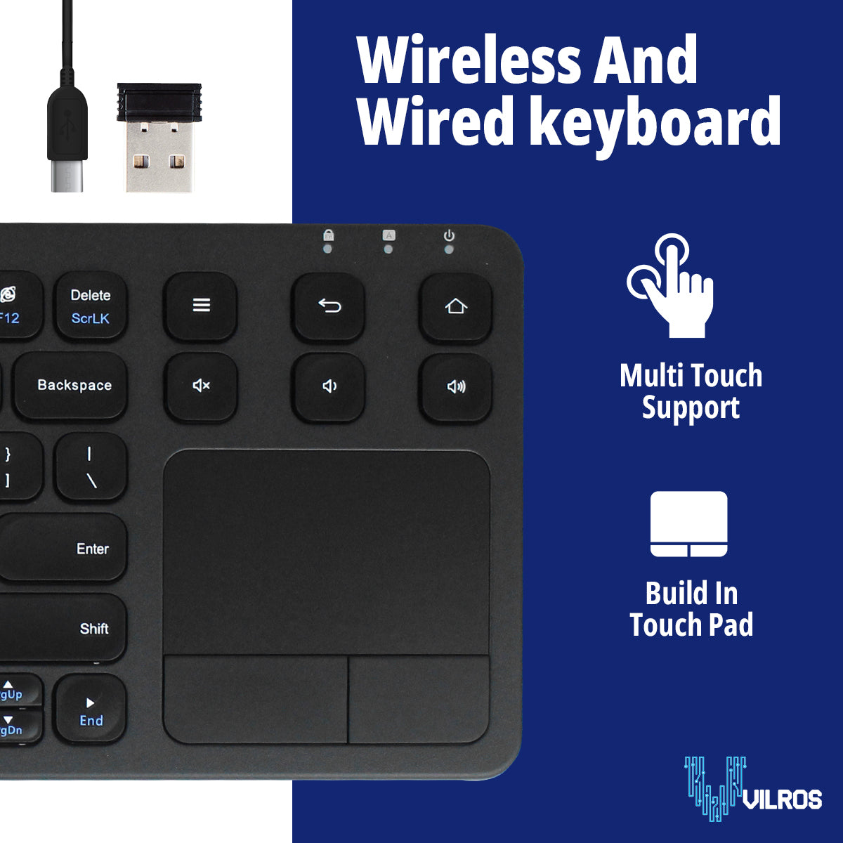 15 Inch USB Wired & 2.4G Wireless Dual-Mode Keyboard with Touchpad