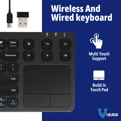 15 Inch USB Wired & 2.4G Wireless Dual-Mode Keyboard with Touchpad
