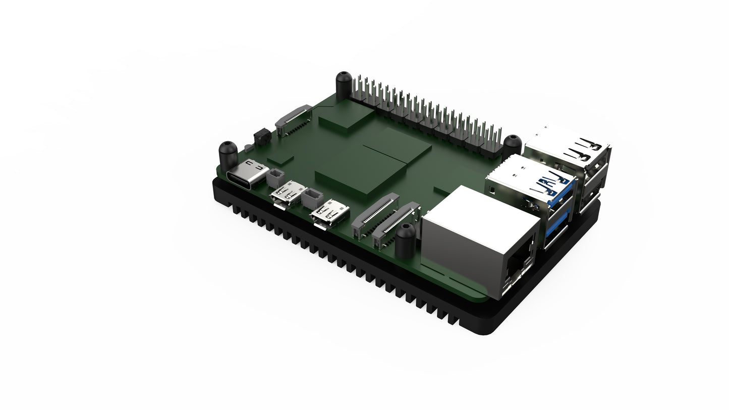 EDATEC Raspberry Pi 5 Passive Cooling Open Aluminum CNC Case