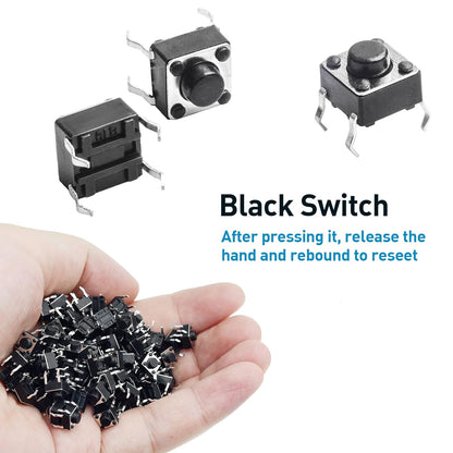 Vilros 10 Pcs Momentary Tactile Tact Push Button Switch-- 6 x 6mm x 5mm