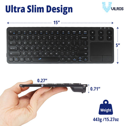 15 Inch USB Wired & 2.4G Wireless Dual-Mode Keyboard with Touchpad