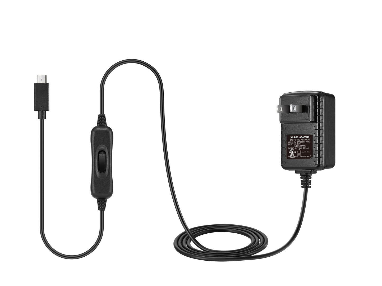 Vilros Raspberry Pi 4/400 Compatible  USB-C Power Supply With Switch [3 Amp]