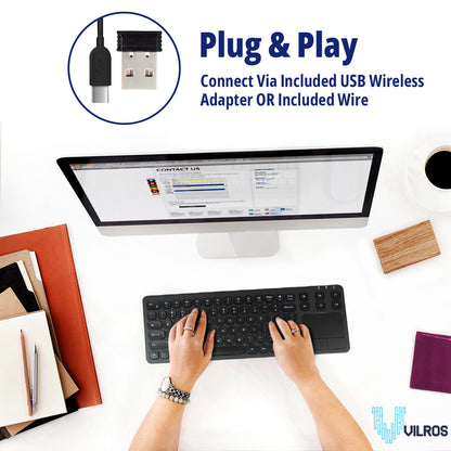 15 Inch USB Wired & 2.4G Wireless Dual-Mode Keyboard with Touchpad
