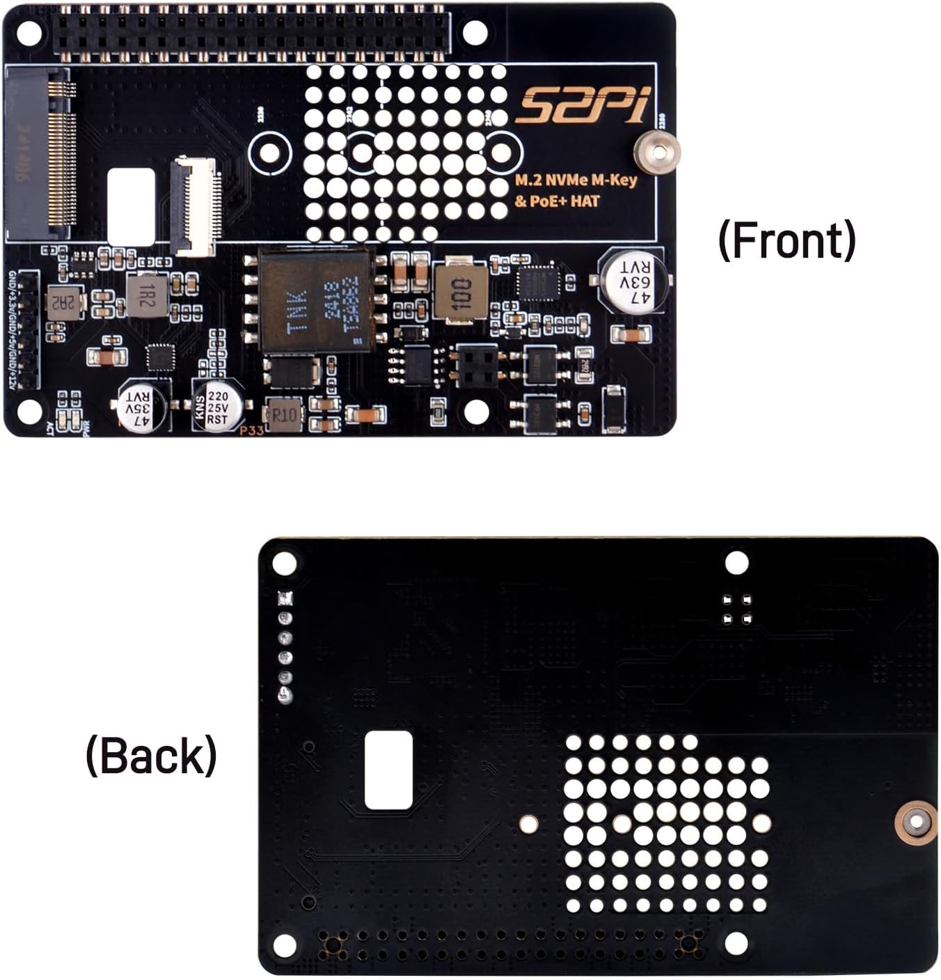 GeeekPi P33 M.2 NVME M-Key PoE+ Hat with Official Pi 5 Active Cooler for Raspberry Pi 5, Support M.2 NVMe SSDs 2230/2242/2260/2280