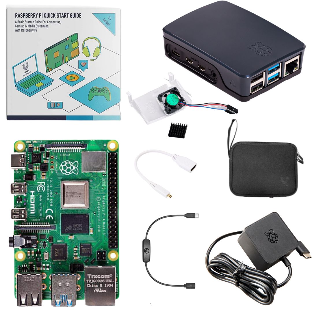  Vilros Raspberry Pi 4 Complete Starter Kit- Includes Raspberry  Pi 4 Board, Fan Cooled Case, 64GB Preloaded Micro SD Card and More (4GB,  Clear Transparent Case) : Electronics