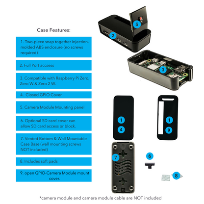 Vilros Multi Use ABS Case for  Raspberry Pi Zero/ Zero W/ Zero 2 W (V2)