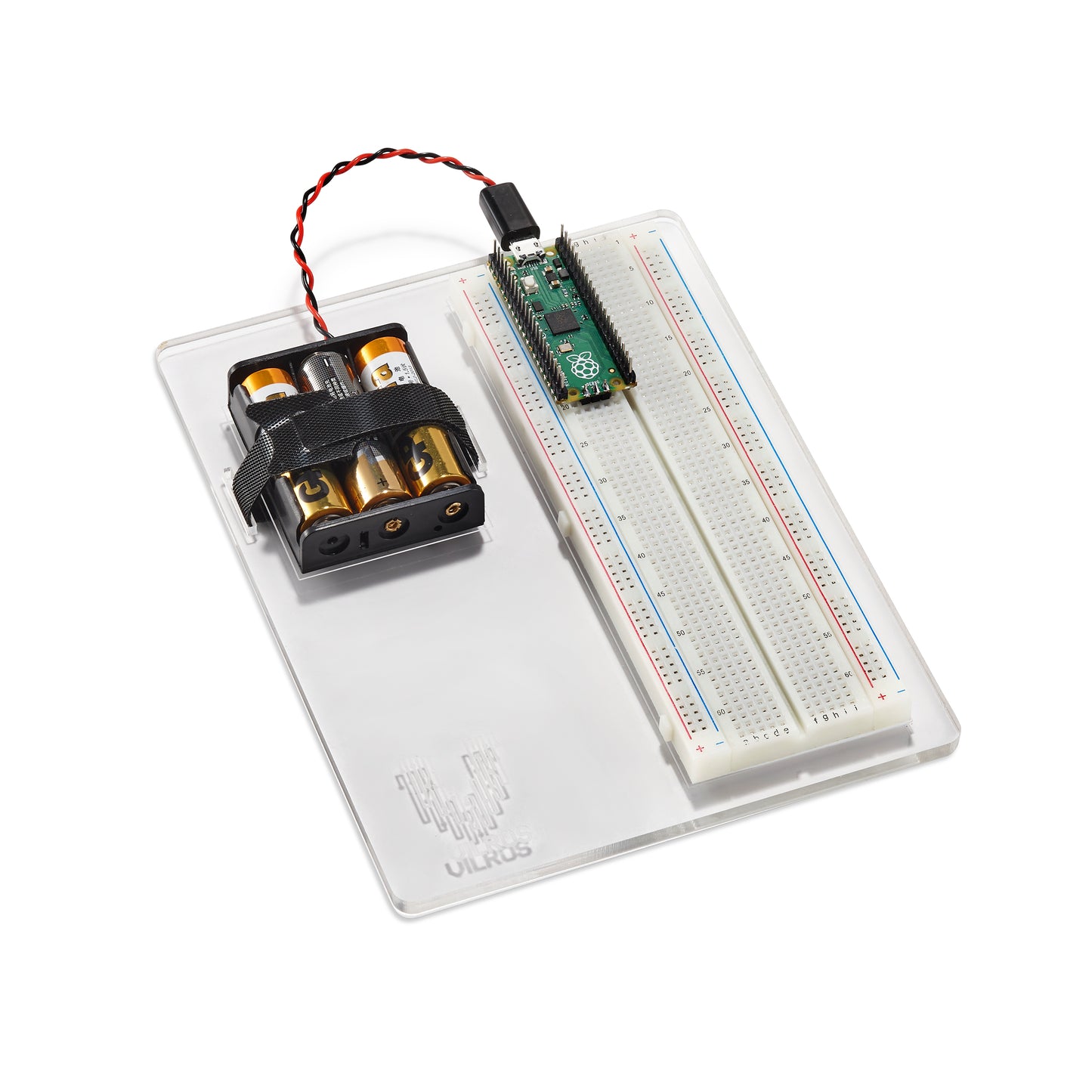 Breadboard and Battery Holder Panel for Raspberry Pi Pico