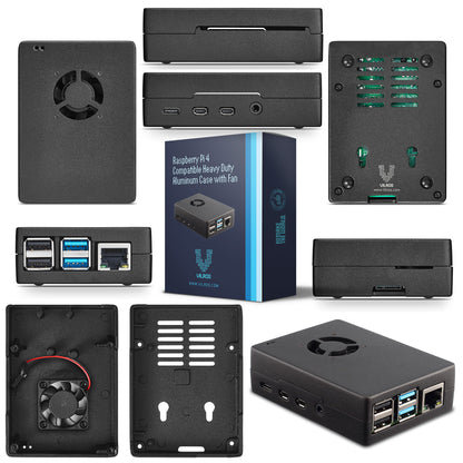 Vilros Raspberry Pi 4 Compatible Heavy-Duty Aluminum Alloy Case with Pre-installed Ready to Connect Fan