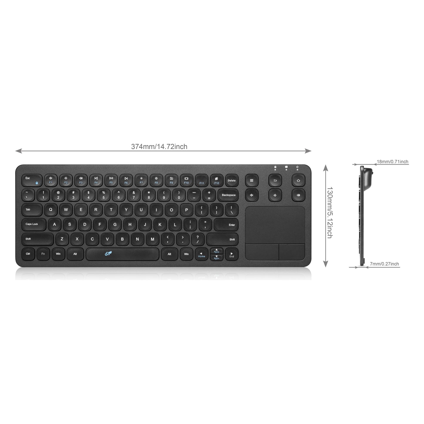 15 Inch 2.4GHz Wireless Keyboard with Touchpad