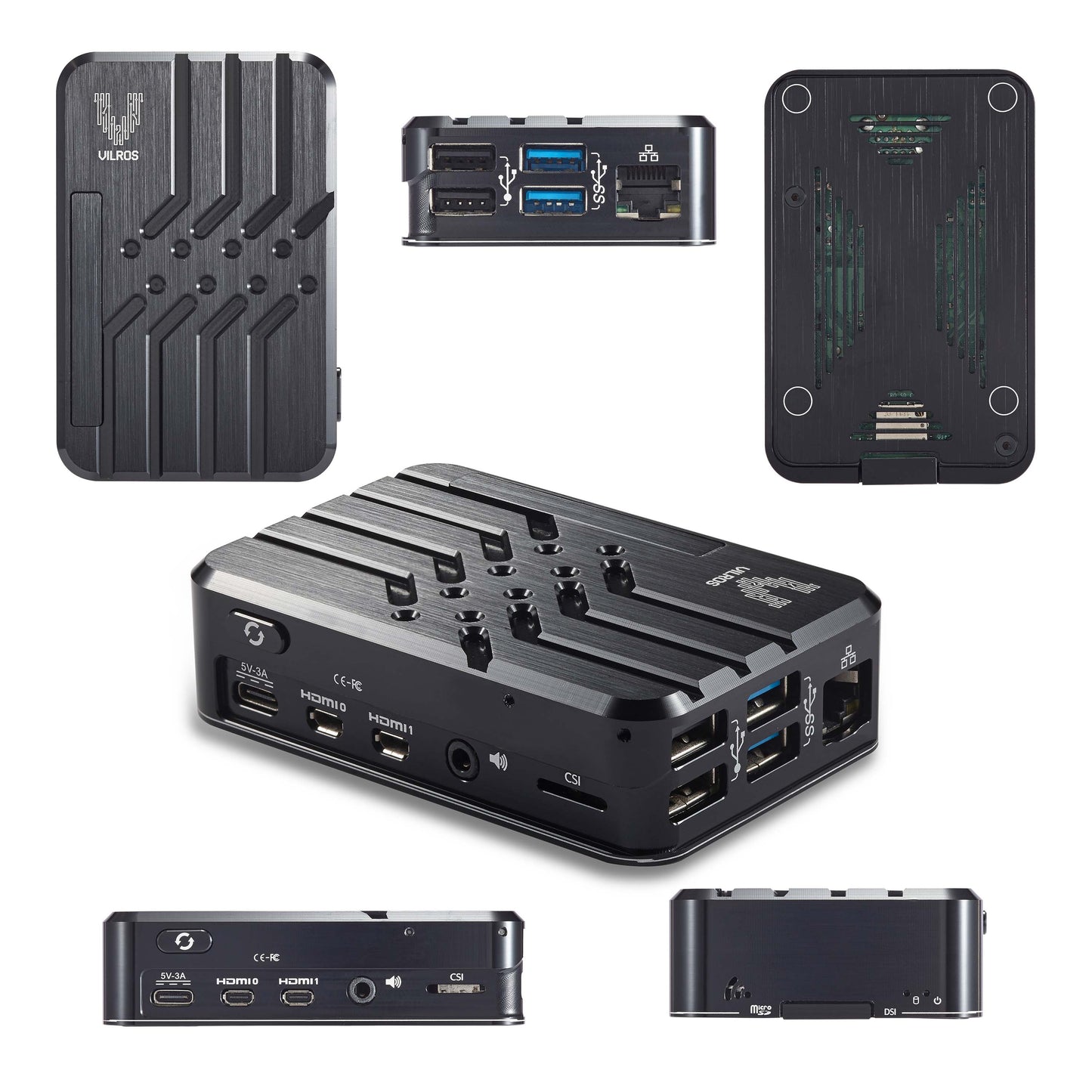Vilros Raspberry Pi 4 Compatible Deluxe Passive Cooling Case- Black