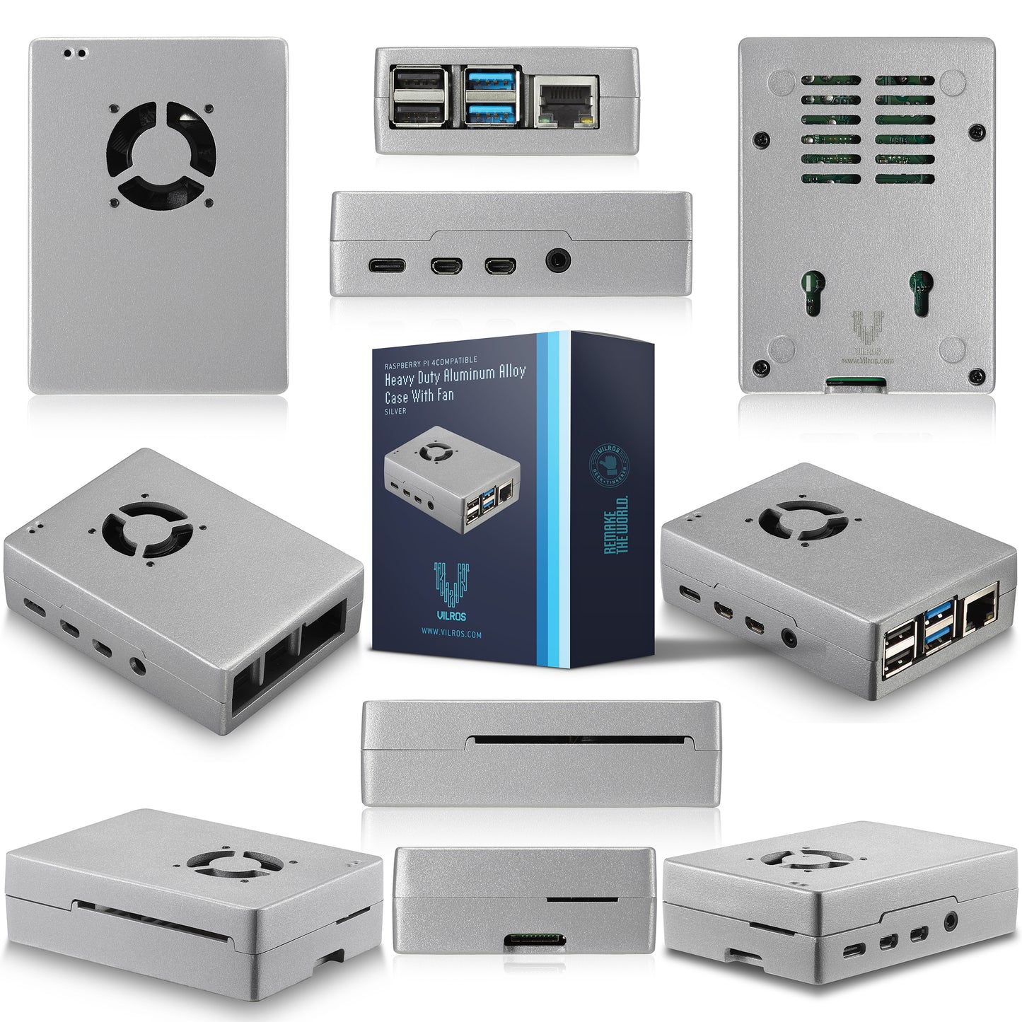 Vilros Raspberry Pi 4 Compatible Heavy-Duty Aluminum Alloy Case with Pre-installed Ready to Connect Fan