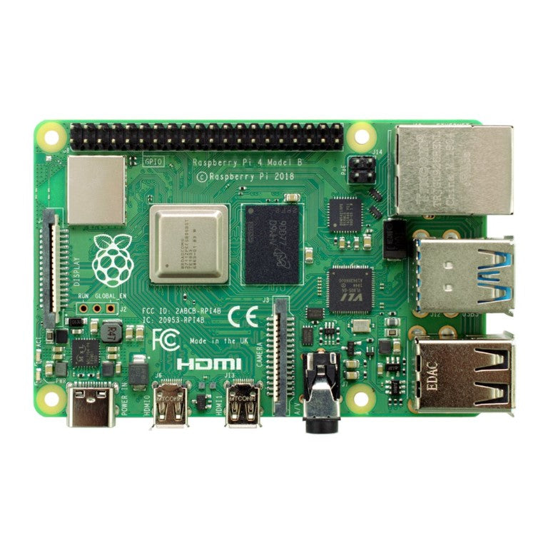 Raspberry Pi 4 Model B with HDMI Female to Micro HDMI Male Adapter-USB-USB-C Adapter-Heatsink