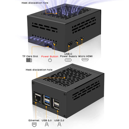 Geekworm P579 Raspberry Pi 5 PCIe Metal Case