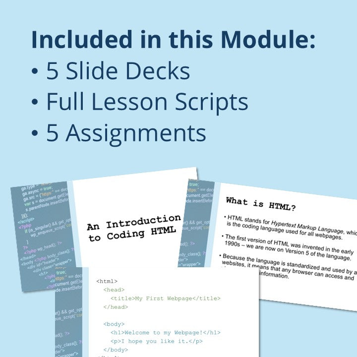 An Introduction to HTML & CSS (Slides & Lesson Plan)