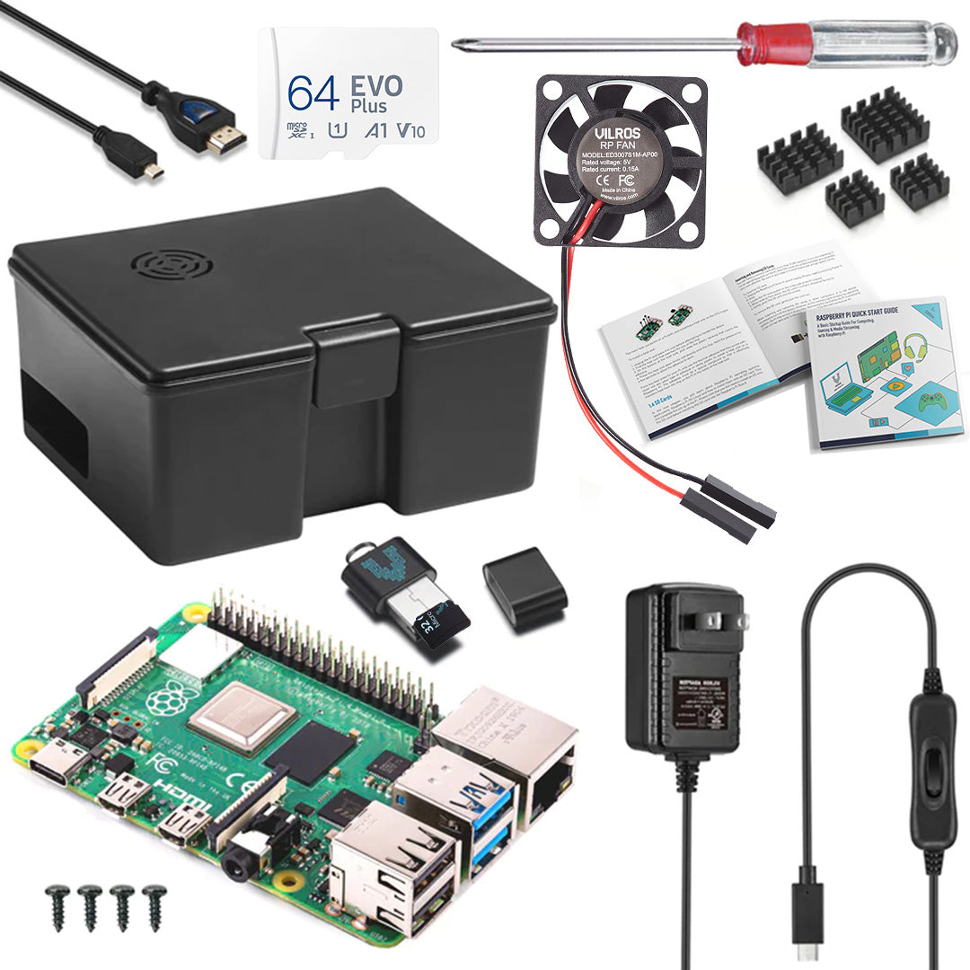Vilros Complete Starter Kit for Raspberry Pi 5 with Aluminum Passive and  Active Cooling Case-Includes Pi 5 Board, Case, Power Supply, 128GB  Preloaded