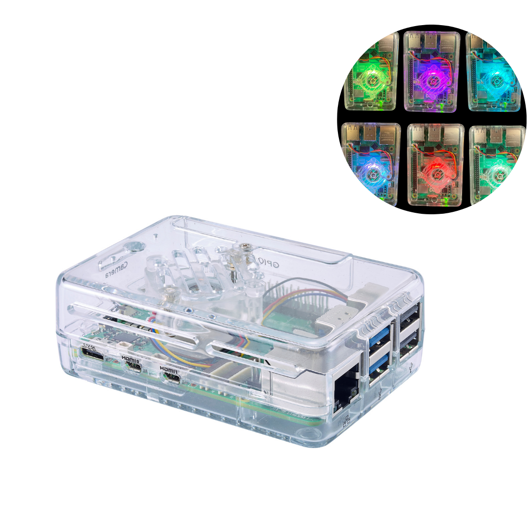 Vilros GLOWCOOL Clear Transparent ABS case For Raspberry Pi 5 With LED Fan
