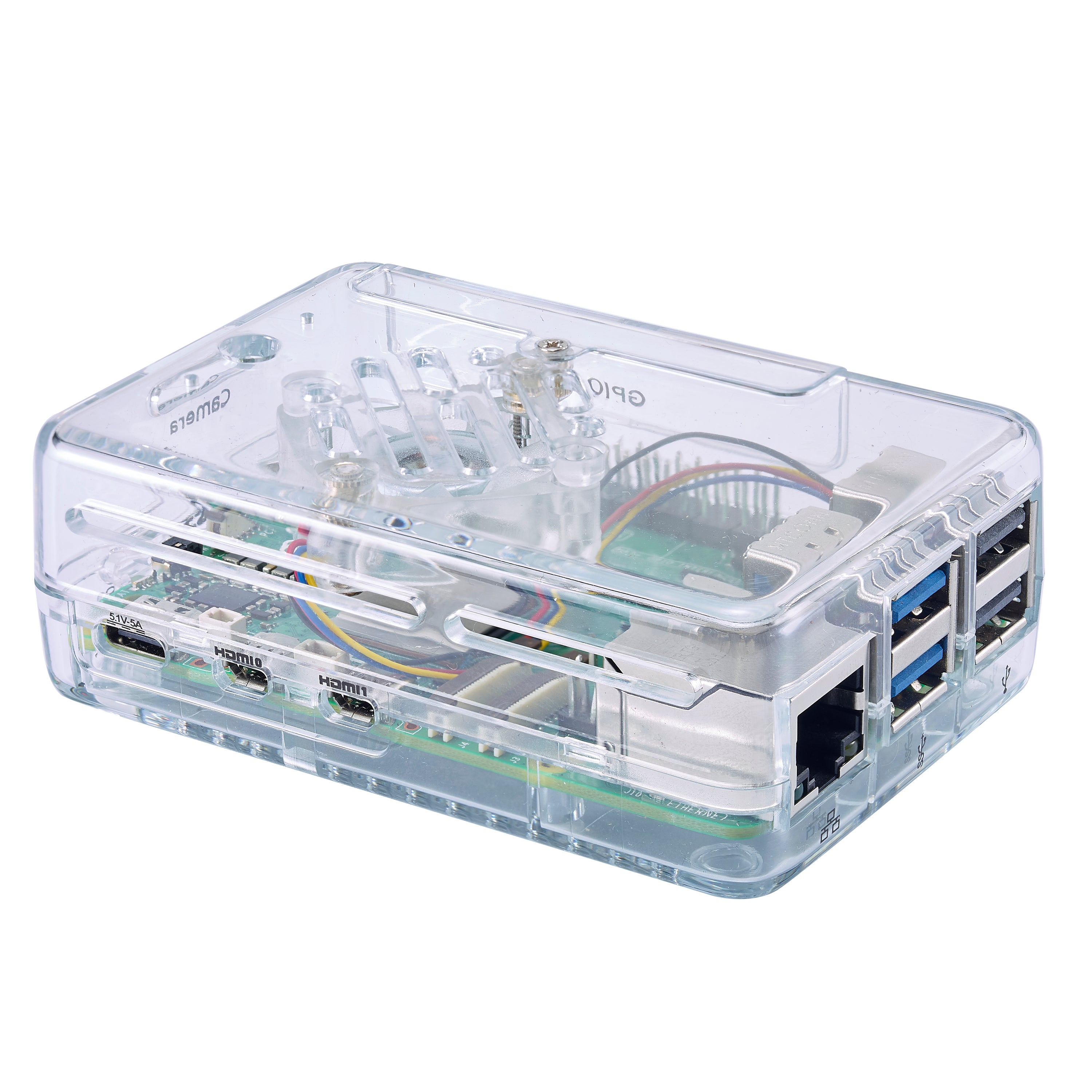 Clear Raspberry Vilros Clear Transparent ABS case For Raspberry Pi 5 With LED Fan ...