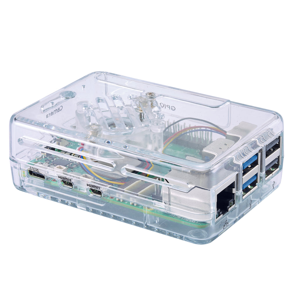Vilros Clear Transparent ABS case For Raspberry Pi 5 With LED Fan