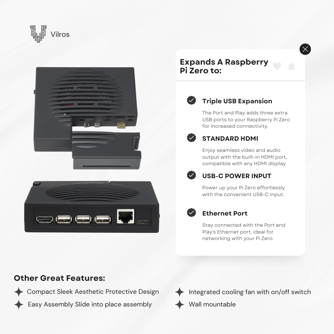 Pi Zero Port 'n' Play A Pi Zero Port Expanding/ Breakout Case- Compatible with Raspberry Pi Zero, Zero W, Zero W 2