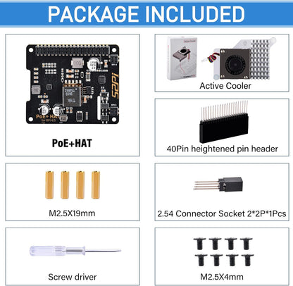 GeekPi P30 PoE+ HAT for Raspberry Pi 5 with Official Pi 5 Active Cooler