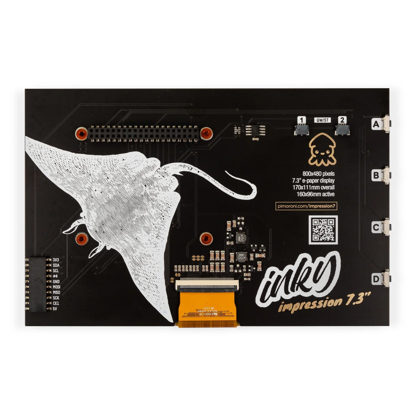 Pimoroni Inky Impression 7.3" (7 colour ePaper/E Ink HAT)