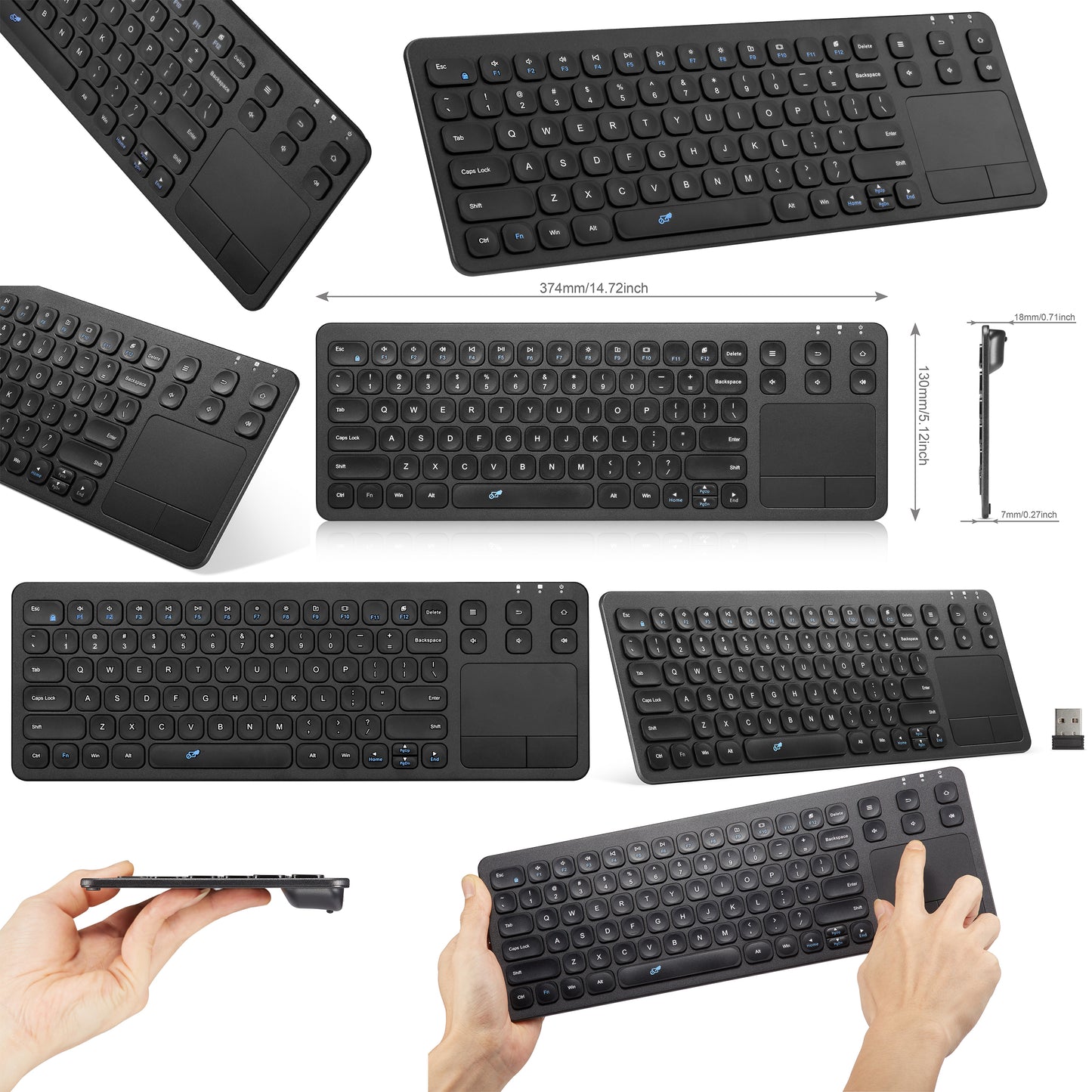 15 Inch 2.4GHz Wireless Keyboard with Touchpad