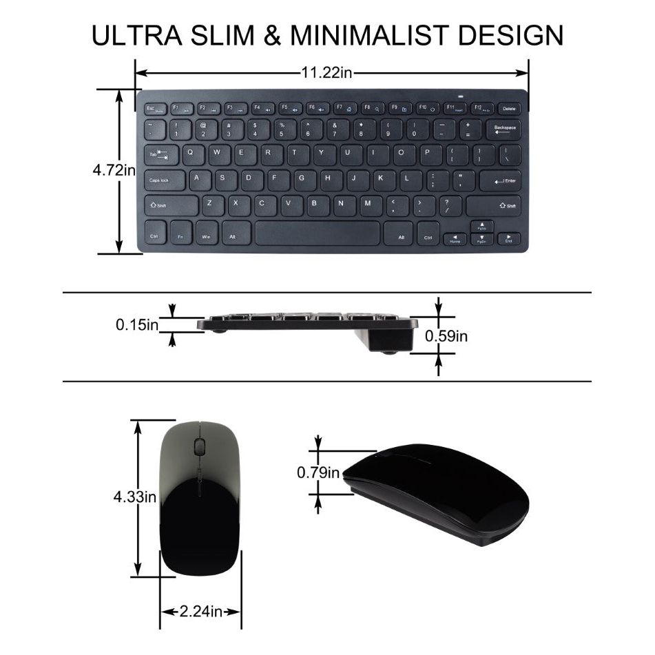 11 Inch Wireless Keyboard And  Mouse and Bonus Mousepad Refurbished
