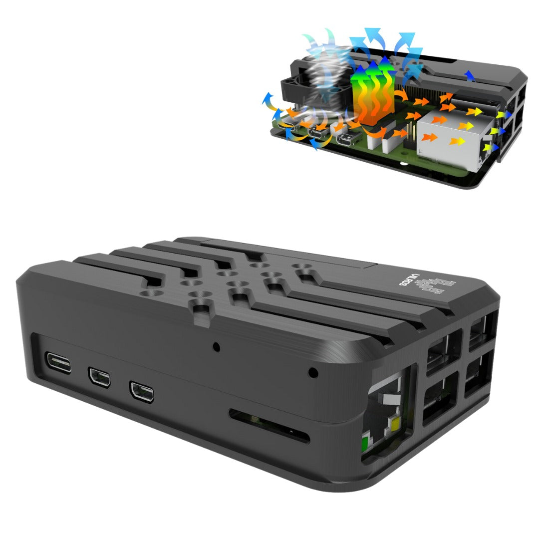 Vilros Duo Deluxe Raspberry Pi 5 Case- The Deluxe Passive and Active C