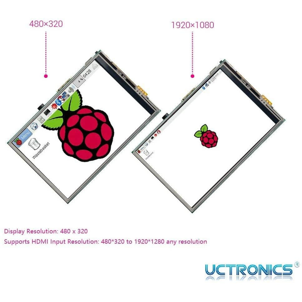 UCTRONICS 3.5 Inch Touch Screen for Raspberry Pi 4, HDMI TFT LCD Mini Display with Stylus Pen for Pi 4 B, 3 B+ - Vilros.com