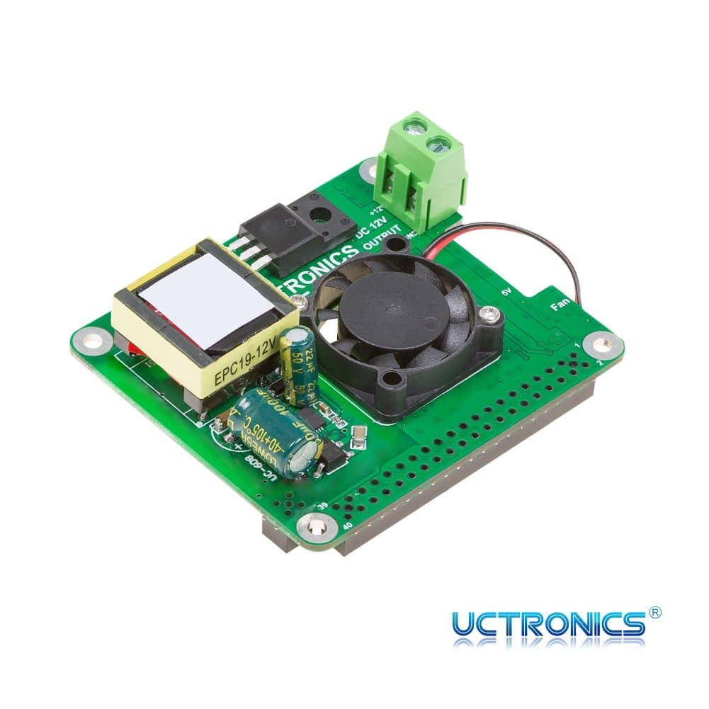 UCTRONICS PoE HAT 5V 3A for Raspberry Pi 4B, 3B+ and 802.3af/at PoE Network, with Cooling Fan - Vilros.com
