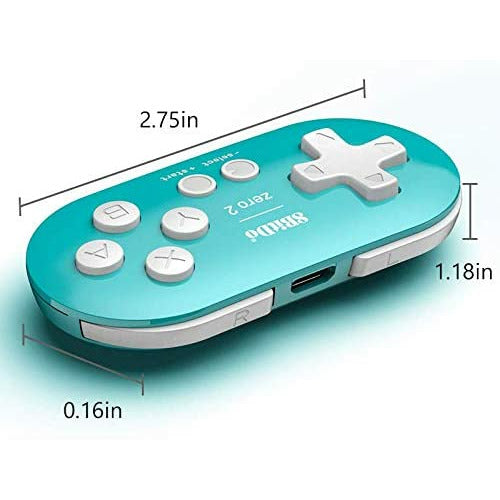 8Bitdo Zero 2 Mini Bluetooth Gamepad for Switch Windows Android MacOS Steam Raspberry Pi (Turquoise) - Vilros.com