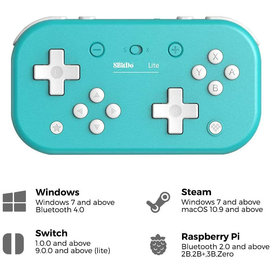 8Bitdo Lite Bluetooth Gamepad-(Turquoise Edition) - Vilros.com