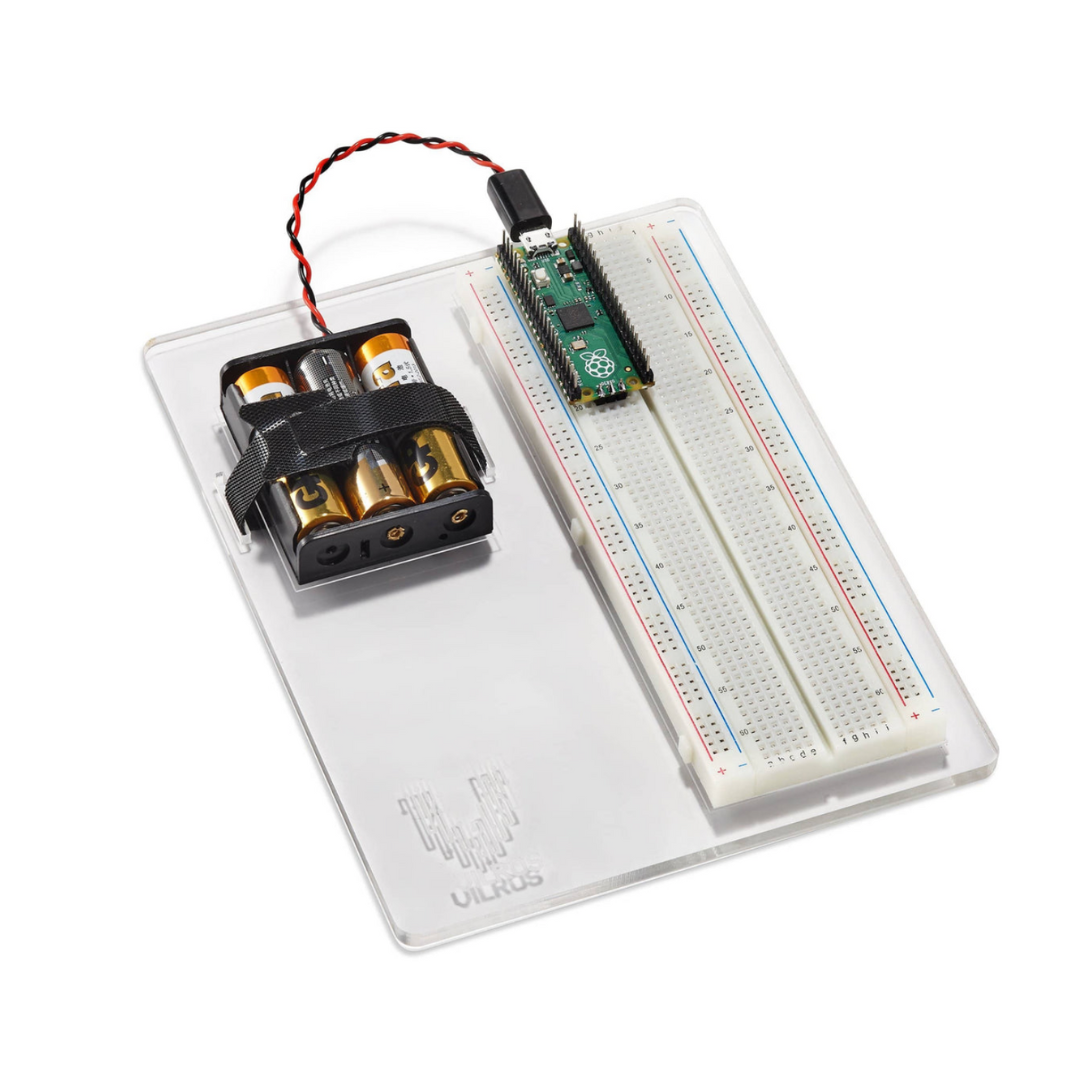 Breadboard and Battery Holder Panel for Raspberry Pi Pico - Vilros.com