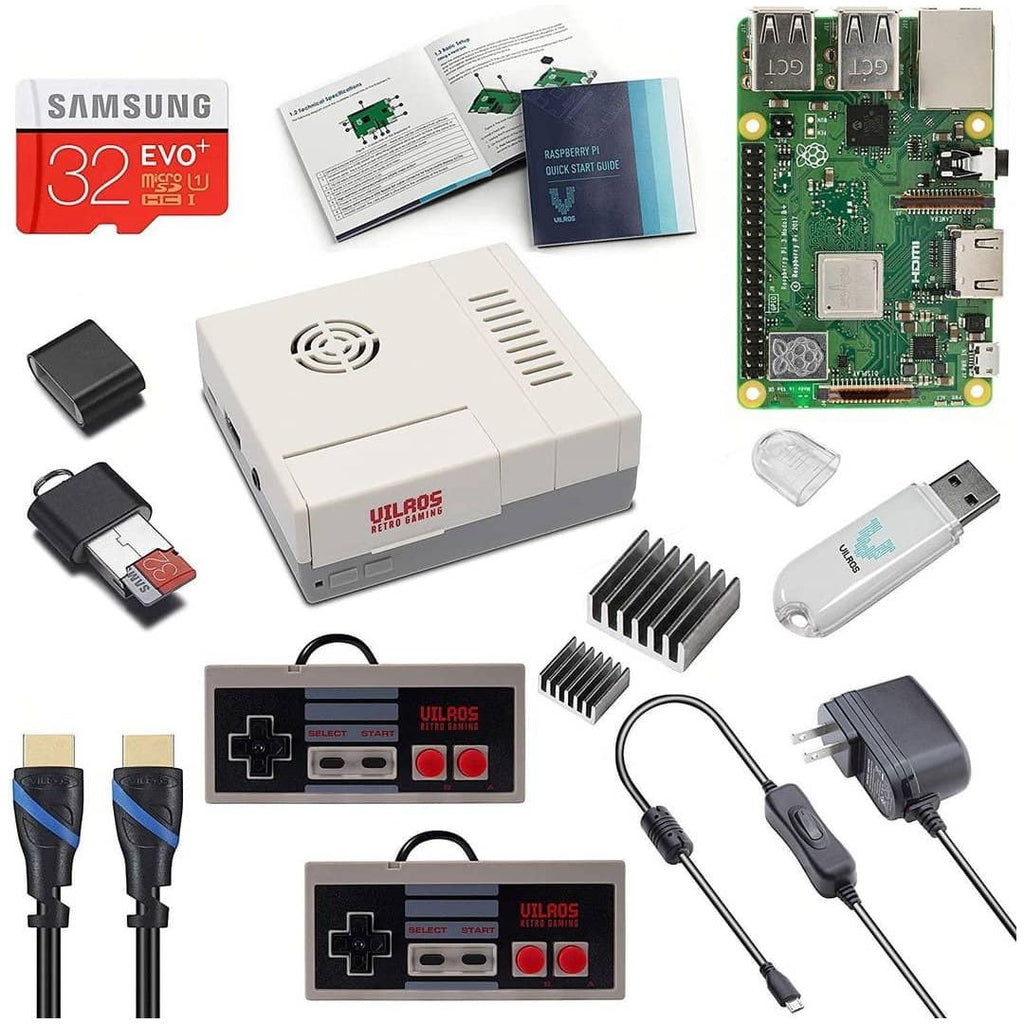 Vilros Raspberry Pi 3 Model B+ (B Plus) NES Style Retro Arcade Gaming Kit with 2 NES Style Gamepads & NES Style Fan-Cooled Case - Vilros.com