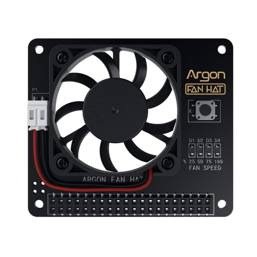 Argon Fan HAT for Raspberry Pi 4, and Raspberry Pi 3 | 40mm Raspberry Pi Fan with Power Button | PWM and Software Controllable - Vilros.com