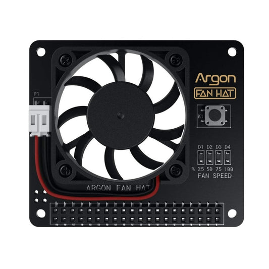 Argon Fan HAT for Raspberry Pi 4, and Raspberry Pi 3 | 40mm Raspberry Pi Fan with Power Button | PWM and Software Controllable - Vilros.com