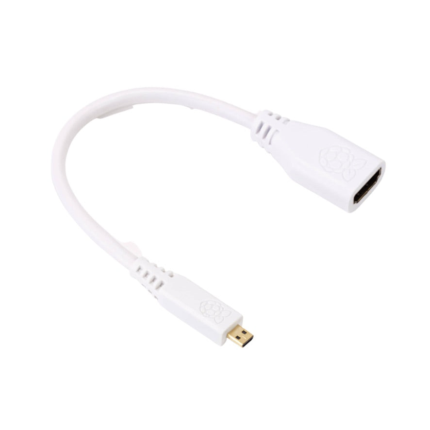 Official Raspberry Pi 4 235mm micro HDMI to standard HDMI adapter White - Vilros.com