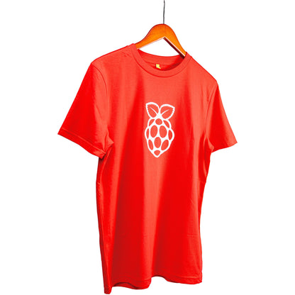 Raspberry Pi Red with White Logo Adult T-Shirt - Vilros.com