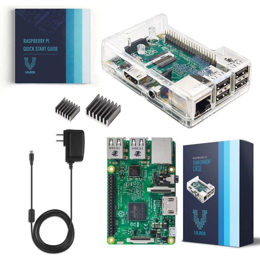 Vilros Raspberry Pi 3 Kit with Clear Case and 2.5A Power Supply - Vilros.com