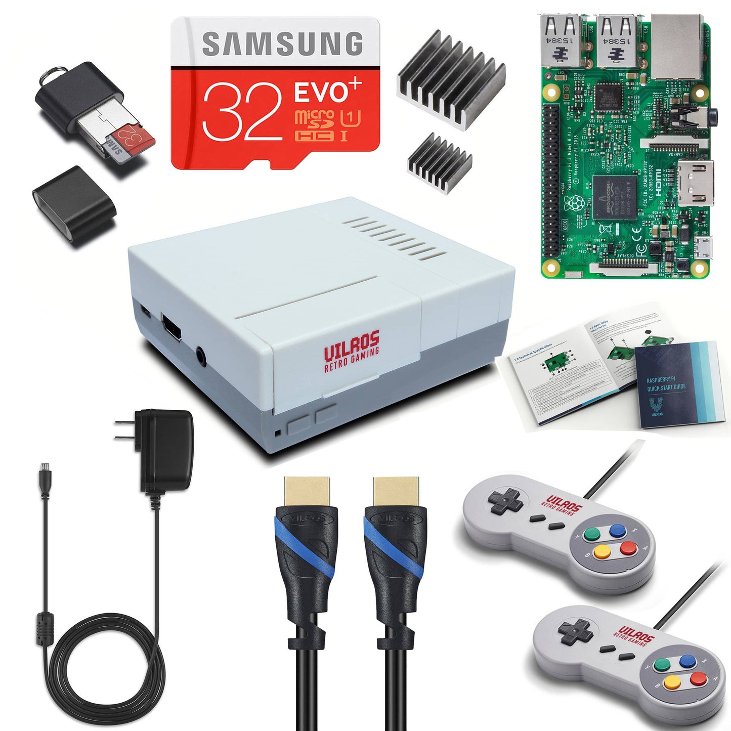 Vilros Raspberry Pi 3 Retro Pie Arcade Gaming Kit with 2 Classic USB Gamepads - Vilros.com