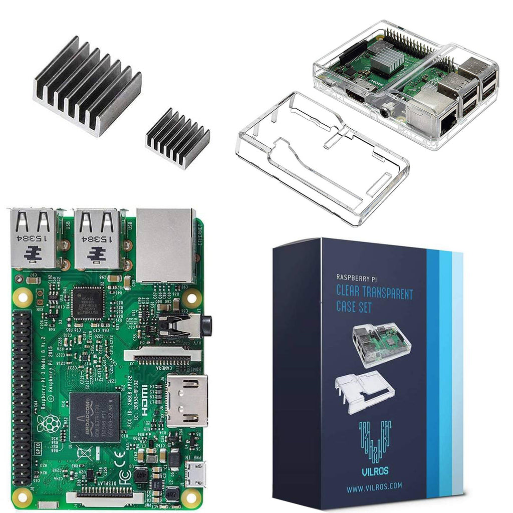 Vilros Raspberry Pi 3 Model B With Clear Case and Set of 2 Heatsinks - Vilros.com