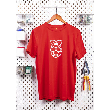 Raspberry Pi Red with White Logo Adult T-Shirt - Vilros.com