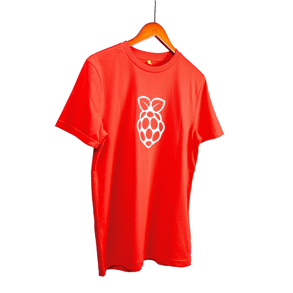 Raspberry Pi Red with White Logo Adult T-Shirt - Vilros.com