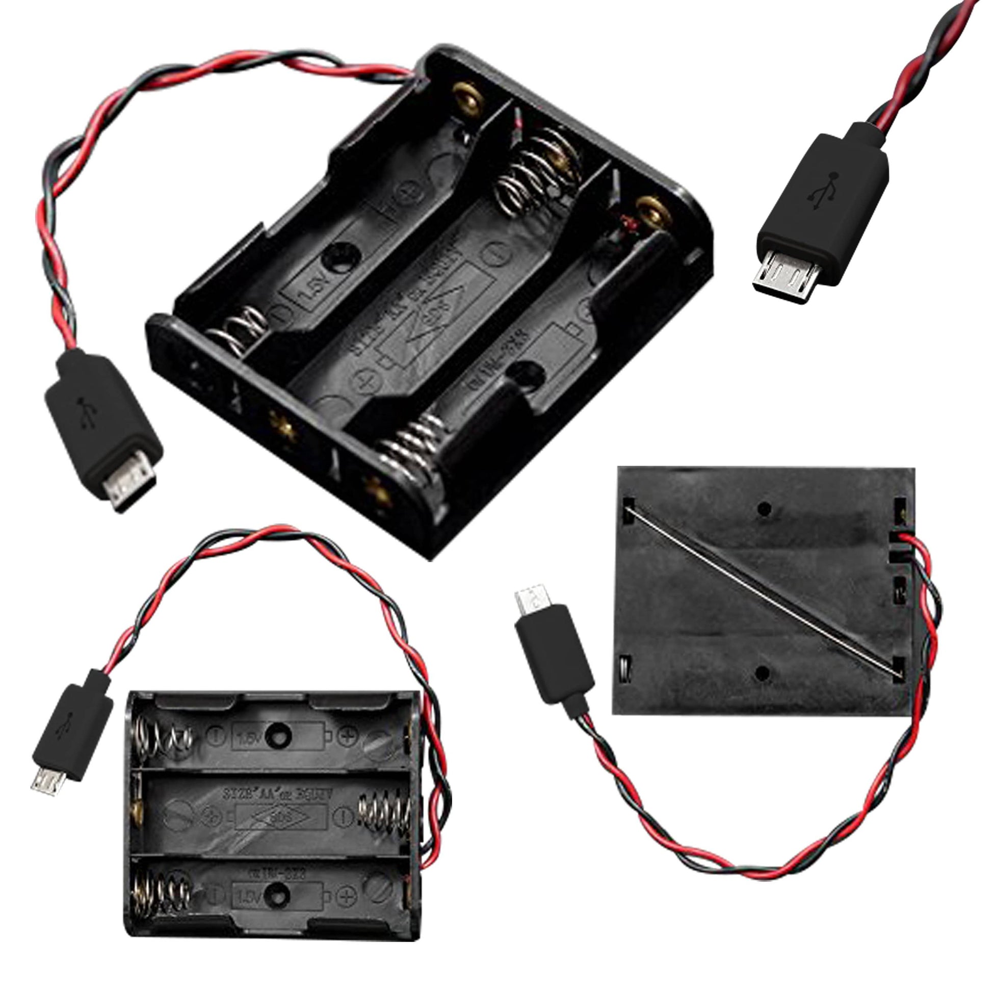 3 AA Battery Holder With Micro USB Connector- Great For Raspberry Pi Pico - Vilros.com